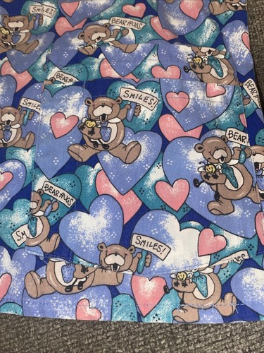 Scrubs Top Landau Teddy Bear Hearts Hugs Smiles Womens Small - Picture 3 of 11