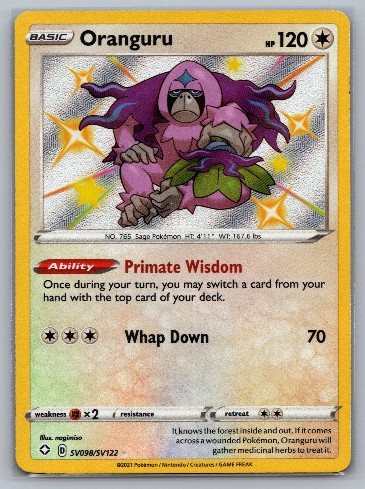 Oranguru Shiny Holo Rare Shining Fates: Shiny Vault SV098/SV122 NM