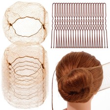 Hair Nets and Pins Set - 20 Invisible Nets and 50 U Shaped Pins for Buns, Bal...