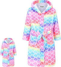 Matching Girls Doll Bathrobes Kids Robes Plush Fleece Pajamas Sleepwear