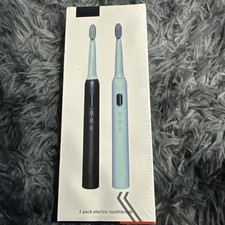 2 Pack Electric Toothbrush Sonic Toothbrush USB Rechargeable 12 Heads 6 Modes