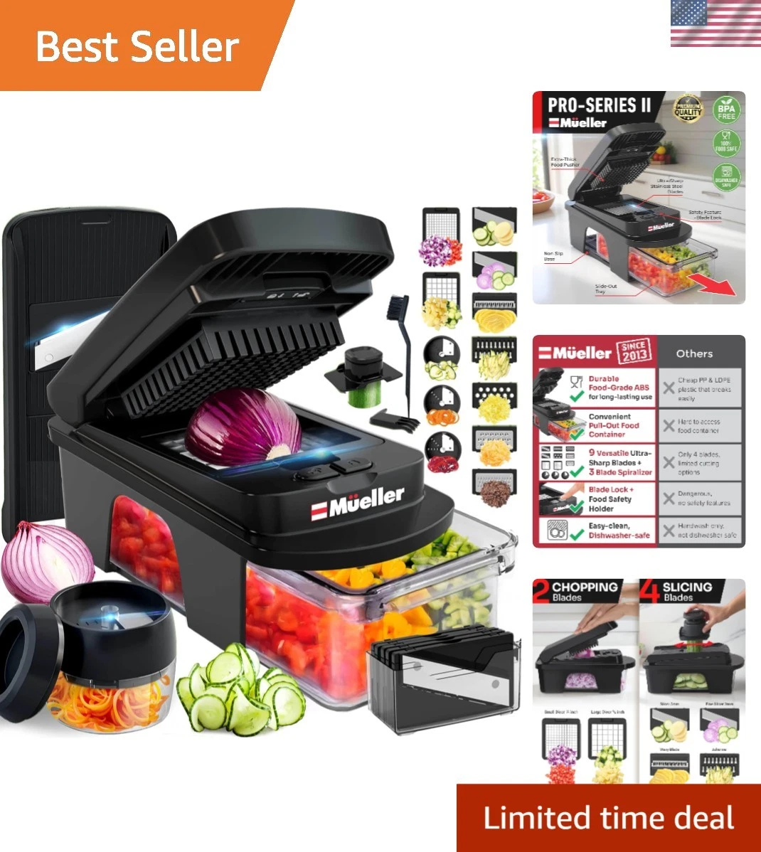 Mueller 12-Blade Mandoline Slicer & Vegetable Dicer - Effortless Prep