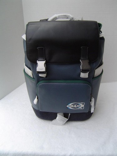 Blue. Track Backpack NEW AUTHENTIC COACH DENIM BLUE COLORBLOCK LEATHER/SUEDE TRACK BACKPACK ...