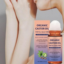 Organic Castor Oil with Rose Quartz Roller, 100 Pure Cold-Pressed