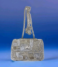 NWOT - Mary Frances Beaded IDOL Convertible Crossbody Silver Evening Handbag
