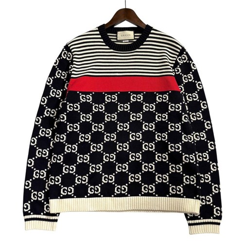 GUCCI knit Black white red cotton GG