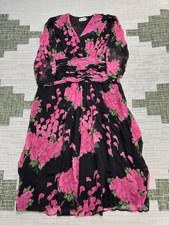 Rixo Dress Womens Large Black Pink Floral Blouson