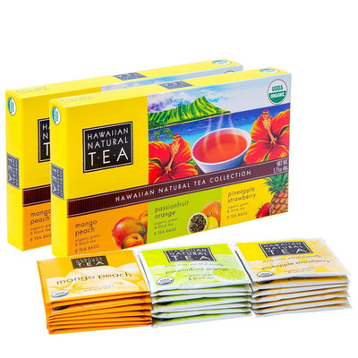Hawaiian Natural Organic Tropical Fruit Tea Sampler - Green, Black, White Tropic