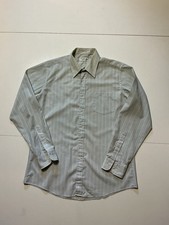 Vintage 80s YSL Yves Saint Laurent Menswear Striped Dress Button L/S Shirt 16.5