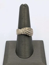 Wheeler Mfg Co Vtg Sterling Silver Diamond Cut Faux Wrap Design 925 Ring Sz 7.75