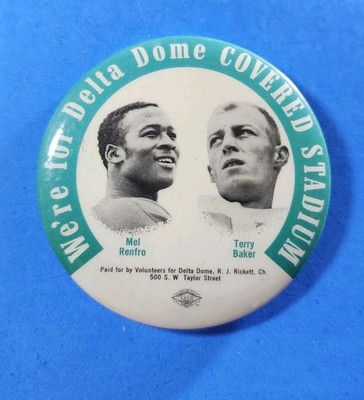 1963 HOFer MEL RENFRO HEISMAN WINNER TERRY BAKER  pinback button HS teammates NM
