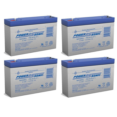 Power-Sonic 6V 7Ah SLA Replacement Battery for Leoch DJW6-7.0 - 4 Pack