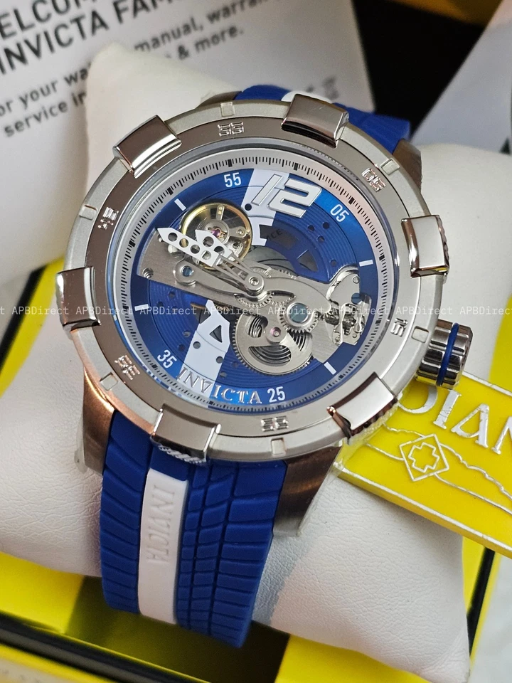Invicta - ESQUELETO - S1 Rally - Reloj Hombre Automático Exposición Blanco/Azul Foto 3 de 4