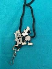 Rare Steamboat Willie Metal Pin Disney Lanyard 