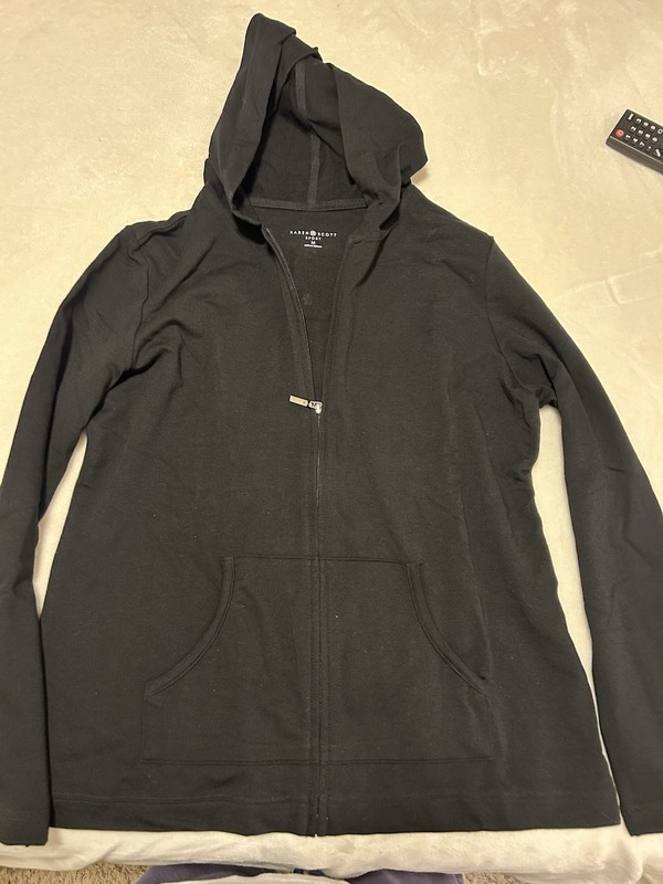 Karen Scott Sport Women’s Black Hooded Medium Jacket Light Weight New