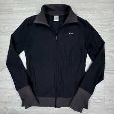 Nike Women's Track Jacket FIT DRY Full Zip Black Small Ribbed Trim Athletic