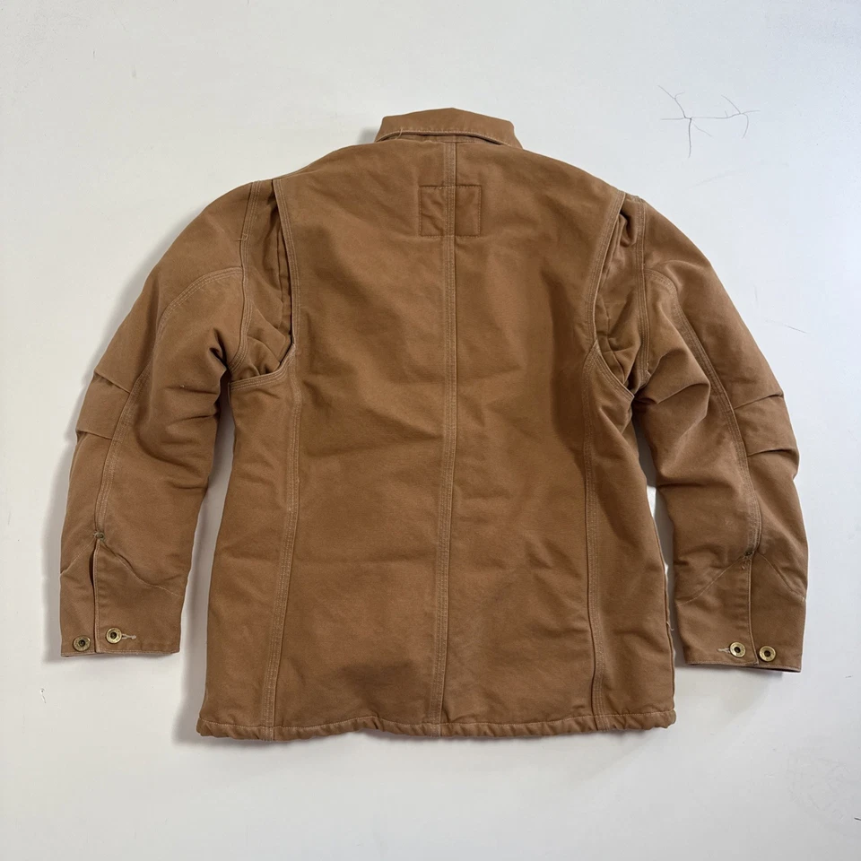 Chaqueta Levi's Chore Adulto Pequeña Marrón Tostado Lona Abrigo de Trabajo Forrado a Cuadros Foto 2 de 4