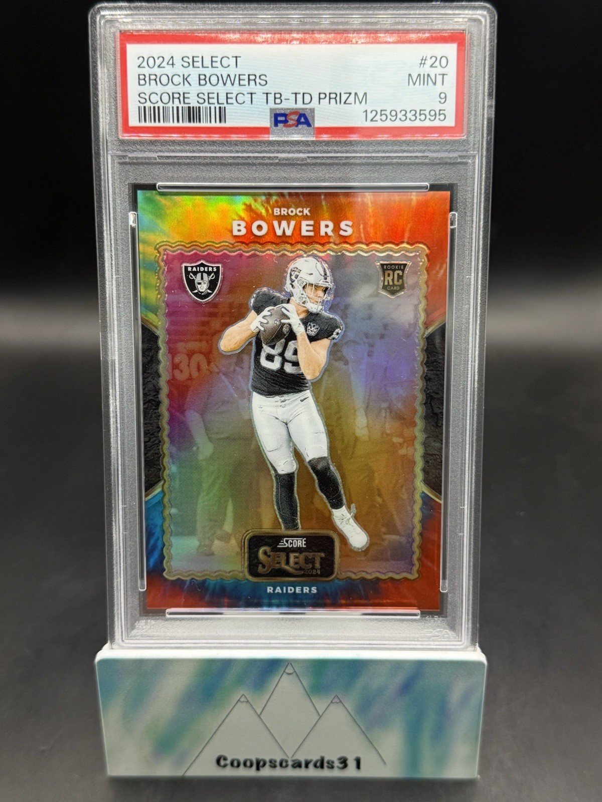 Brock Bowers Panini Select Score Select Throwback #20 Tie-Dye Prizm