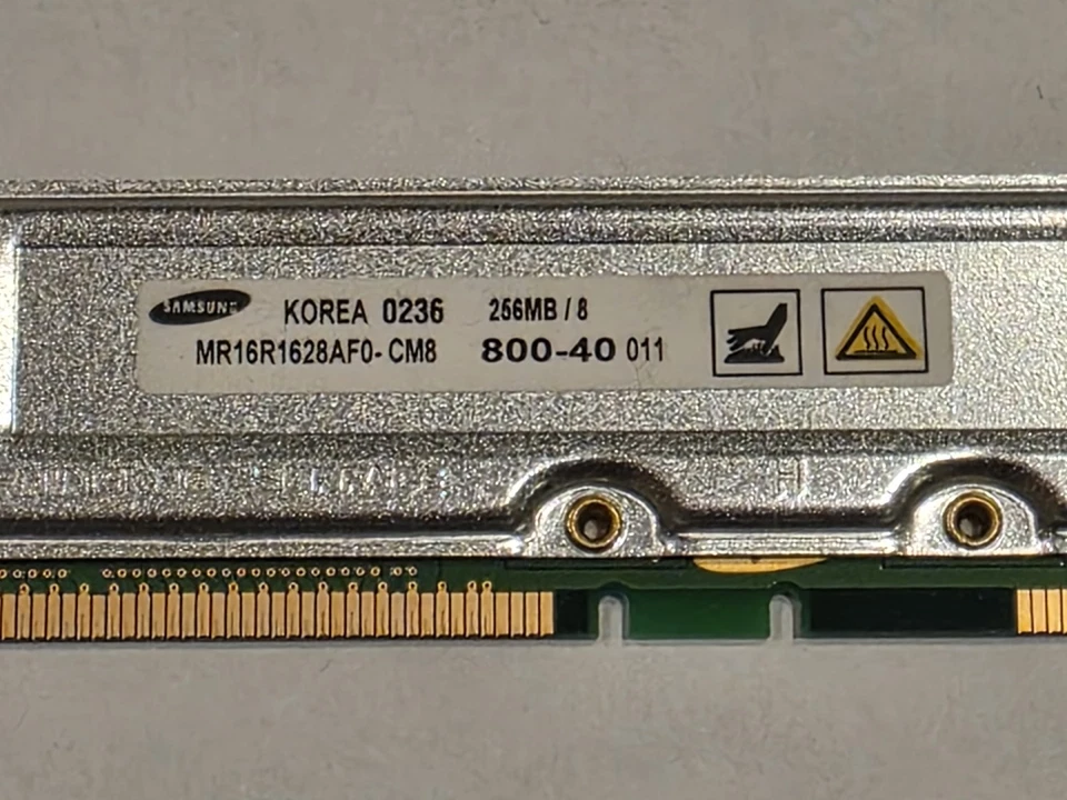 SAMSUNG MR18R1628AF0-CM8 800-40 RAMBUS ECC 256MB 800MHZ 184-PIN - Image 2 of 3