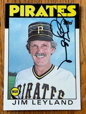 JIM LEYLAND HAND SINGED AUTOGRAPHED CARD #66T SHARP = 1986 TOPPS TRADED ROOKIE