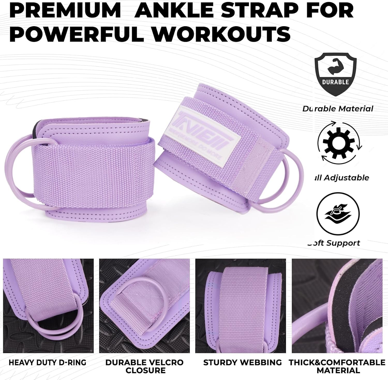 TAVIEW Ankle Straps Cable Machine Attachment for Gym - Purple-Pair 