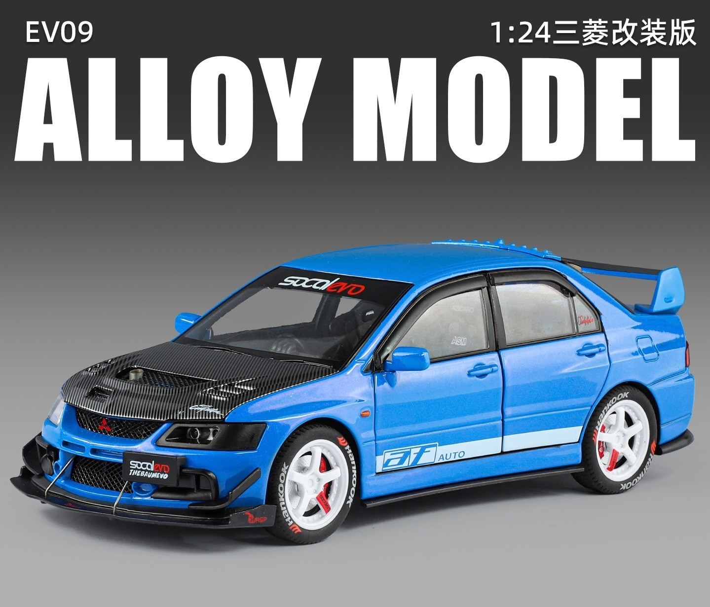 1:24 Mitsubishi Lancer Evolution IX EVO 9 Diecast Model Car Light Sound Pull Bac