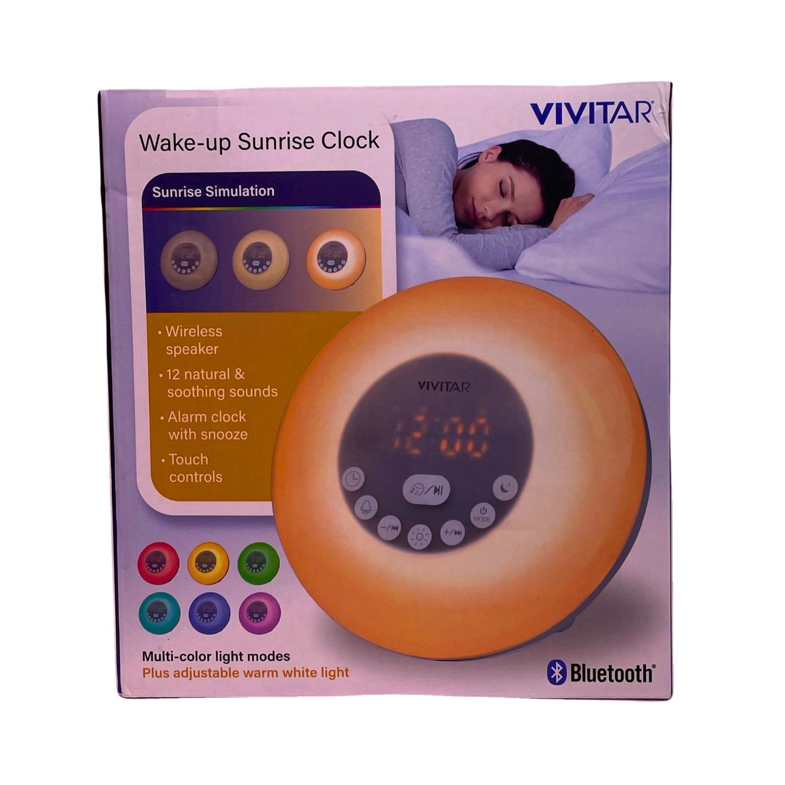 Vivitar Wake-up Sunrise & Sundown Clock - Bluetooth Speaker - 12 Soothing Sounds