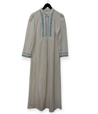 Vintage Vanity Fair Robe Housecoat 12 Cream Blue Velour Zip Long Sleeve