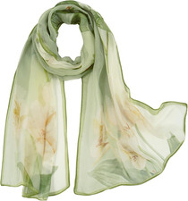 Herebuy - Unique Women's Floral Scarves: Chiffon Flowers  Birds Printed Scarf