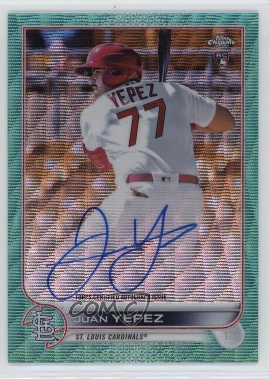 2022 Topps Chrome Rookie Aqua Wave Refractor /199 Juan Yepez #RA-JY Auto RC 0v24