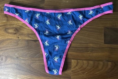 Vtg Xhilaration Thong Sz L Cotton Ice Skates HOT PINK Low Rise Y2K Trad Retro