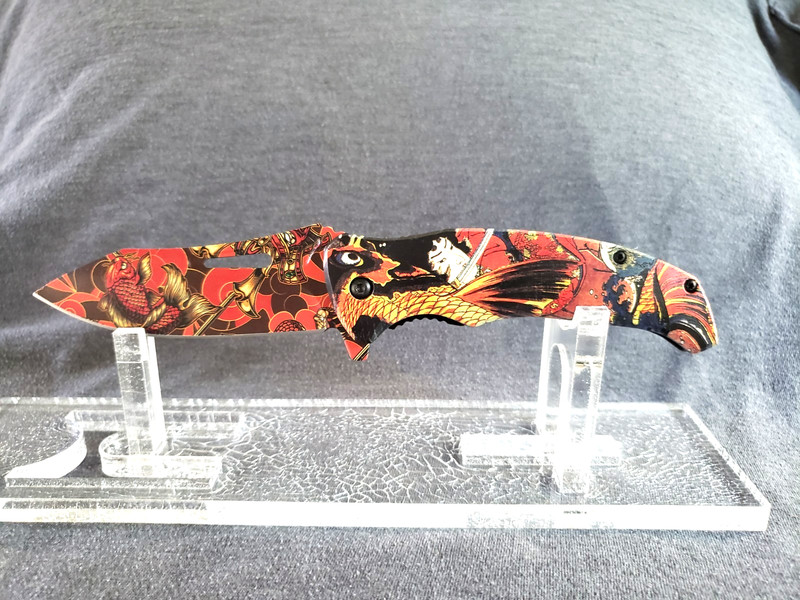 Rite Edge 8.5" Spring Assisted Liner Lock Pocket Knife Orange Dragon Koi