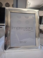 Image of Impressions Silverplated Single Beaded Photo Picture Frame 8" x 10" Boxed, New