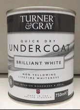 Quick Drying Brilliant White Undercoat Turner&Gray 750ml Non Yellowing Lifetime 