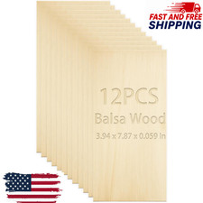 Balsa Wood Sheets 1/16" Thick, 8" x 4" Unfinished Wooden Board for Crafts and DI