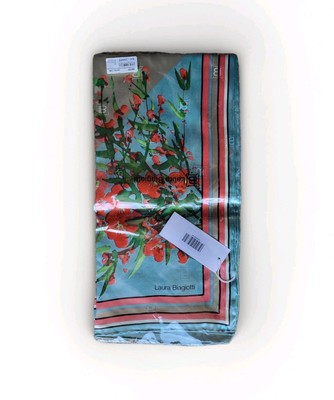 Laura Biagiotti 34'' Floral Printed Silk Scarf. Made In Italy