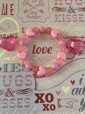 Valentine Heart Beaded Bracelet Girls Kids Jewelry Handmade Valentine Gifts