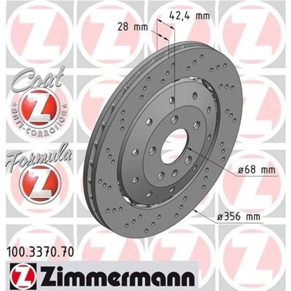 2X Zimmermann Formula Z Bremsscheiben 356Mm Gelocht HA Geeignet FüR Audi A6-image