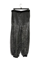 Zara Womens Sequin Balloon Trouser Pants Size Large Black Silver 8514/002 NWT