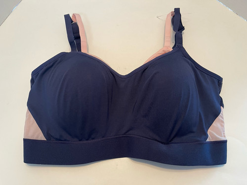 NWOT NATORI GRAVITY CONTOUR UNDERWIRE SPORTS BRA 752201 BLUE/ PINK SIZE 38DD