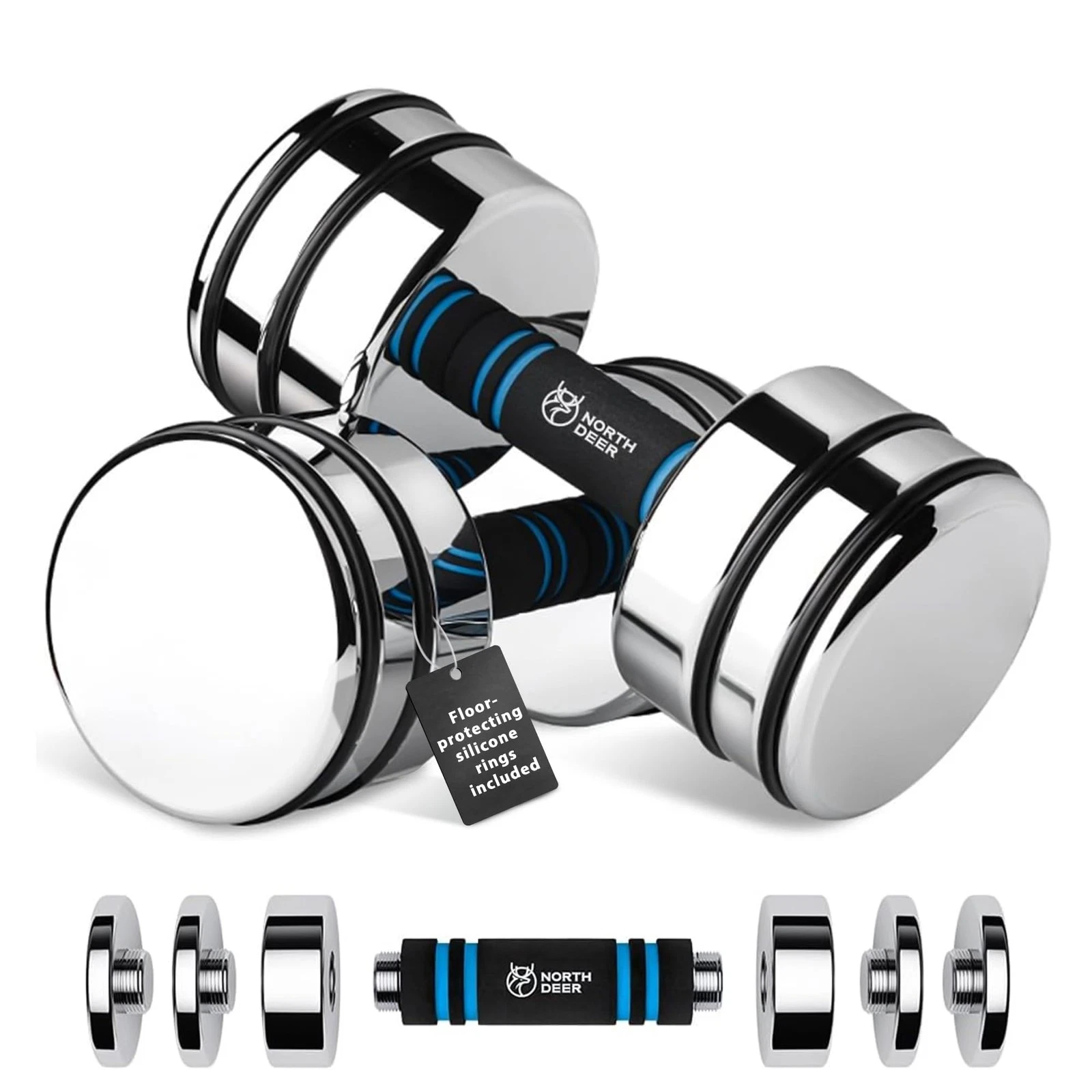 Adjustable Dumbbell Set 10lb Pair (5lb/7lb/8lb/10lb) Set of 2 Steel Dumbbells...