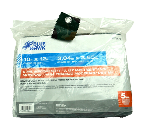 Medium Duty Poly Tarp 5 Mil Camouflage Waterproof Ground Cover Shelter 10 x 12