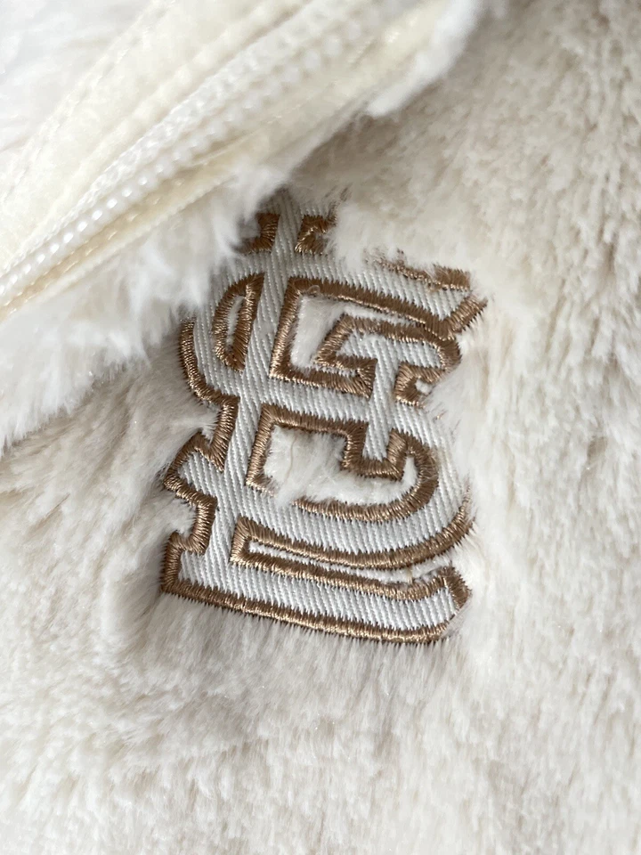 St. Louis Cardinals GIII Sports hooded Fur Jacket Coat Woman's Large White MLB - Image 2 of 4