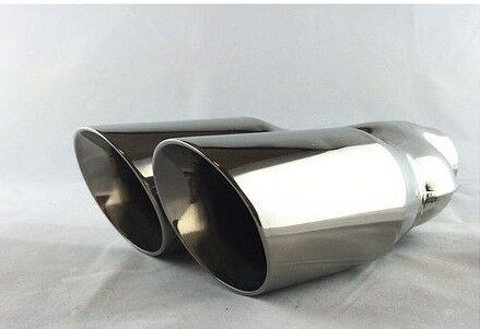 BOLT-ON Universal Stainless Steel Twin Exhaust TIP ID64mm OD:2*75mm - Picture 3 of 3