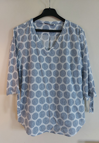 Eterna Damen Bluse blau weiß 42 Punkte Polka Dots 3/4 arm ungetragen wie neu