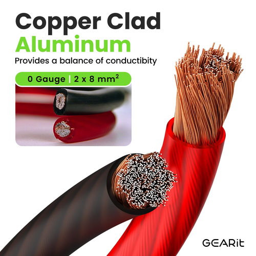 Cable CCA negro/rojo de 7,6 m y calibre 1/0 para audio de coche, autocaravana, r - Imagen 2 de 12