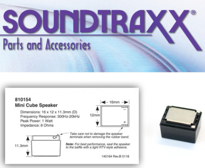 Soundtraxx 810154 ~ Mini Sugar Cube Speaker & Baffle ~ HO or N ~ Great Sound!
