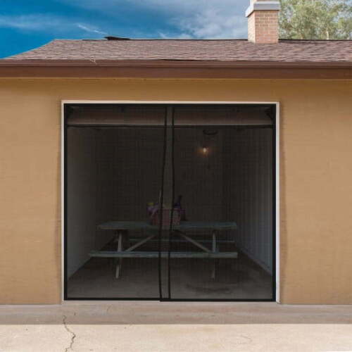 One Car Garage Door Screen Heavy-Duty Weighted Mesh Curtain w/ Magnetic Closure