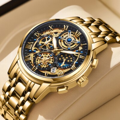 Luxury Men Watch Quartz Date Luminous Waterproof Stainless Steel Man Wristwatch