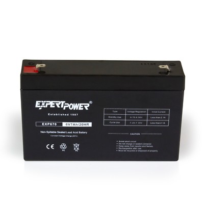 New 6 Volt 7AH Sealed Lead Acid (SLA) Battery with F1 Terminal Adapter 6V